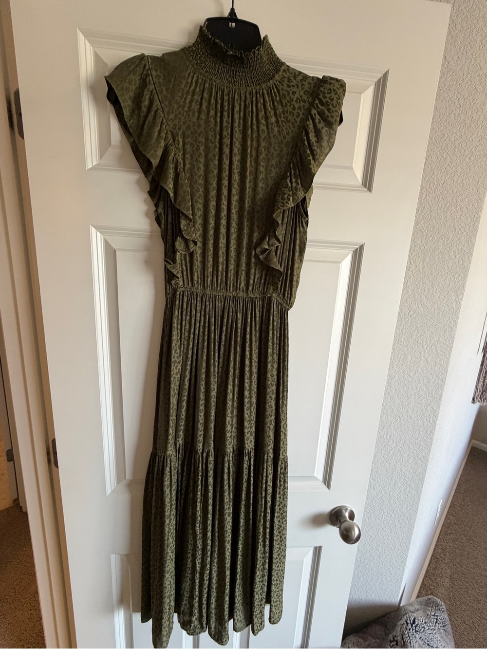 Steve Madden Olive Green Ruffle Maxi Dress
